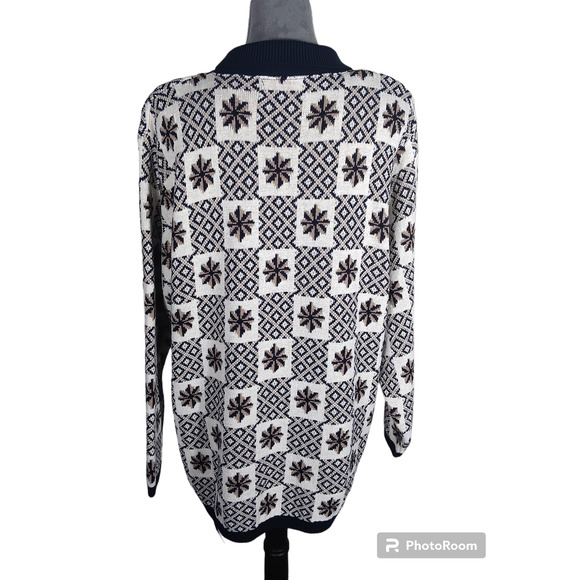 Alfred Dunner Collared Snowflake Retro Made in USA Sweater Women's Plus Size 2X - Picture 3 of 5